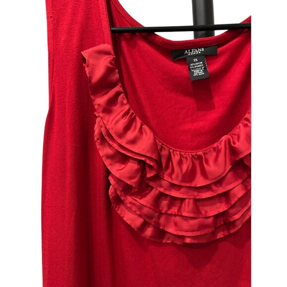 Alfani Woman Red Sleeveless Ruffle Tank Top SZ Extra Large - Picture 4 of 8